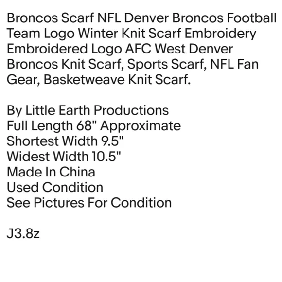 Broncos Scarf NFL Denver Broncos Football Team Logo Winter Knit Scarf Embroidery - Picture 2 of 5
